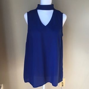 New York & Co. Blue High Neck Top, small